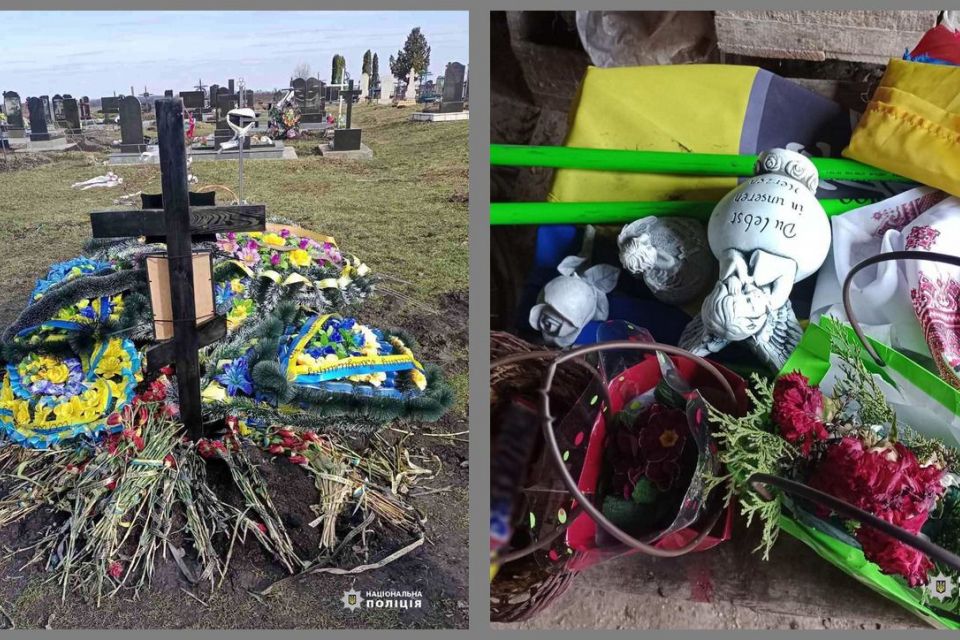 Сімейний кривдник викрав з могили полеглого Героя прапори та статуетки