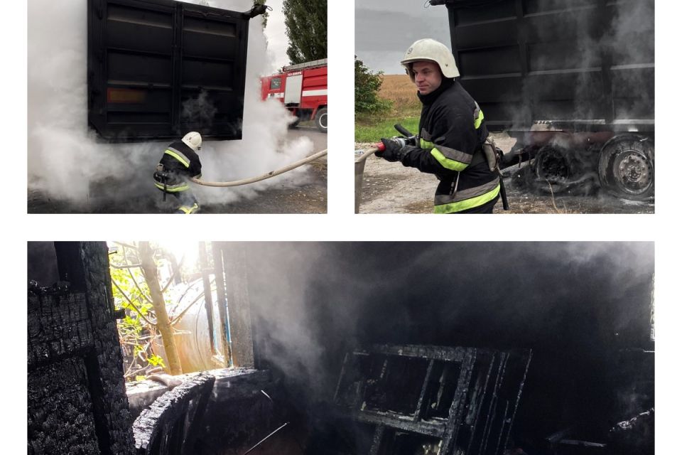 На Вінниччині горіли будинки та вантажівка, що спалахнула на трасі