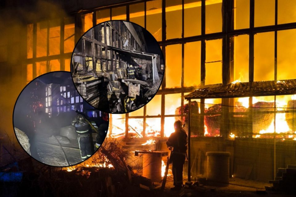 Чотири підрозділи надзвичайників гасили масштабну пожежу складу на вулиці Гетьмана Мазепи