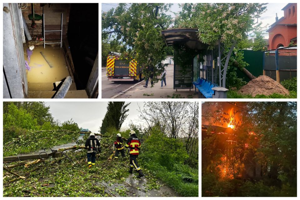 Блискавка підпалила дах будівлі, а вітер трощив дерева — наслідки негоди на Вінниччині