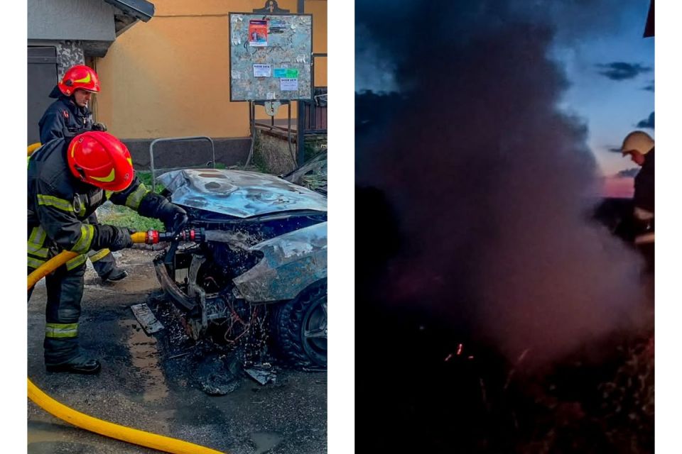 У Вінниці під ранок горіла серверна ліцею, а на вулиці спалахнув легковик