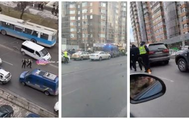 ДТП біля «Набережного кварталу». Декілька екіпажів поліції блокували п’яного водія BMW