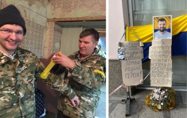 «Я судився, щоб бути на фронті з синами». Чому біля суду у Вінниці портрет полеглого воїна?