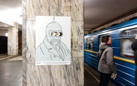 Вінницький активіст порізав портрети «Квантового Шевченка» у Києві