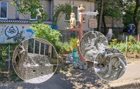 Балкон прикрасив міфічними істотами, а двір перетворив на окрасу району