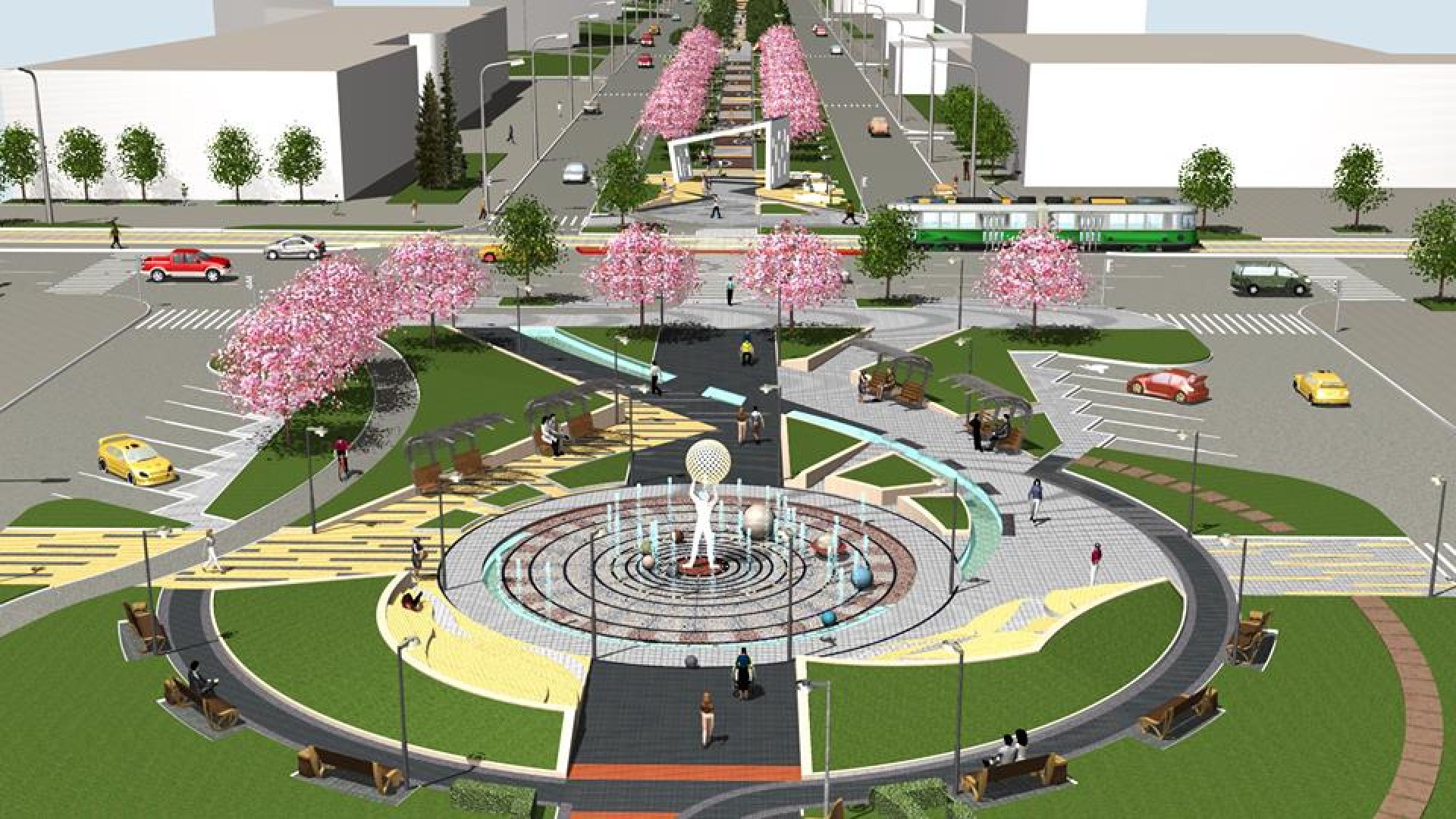 Пішохідний фонтан на Келецькій вже зроблений. Дві частини проспекту будуть виконані в схожему стилі