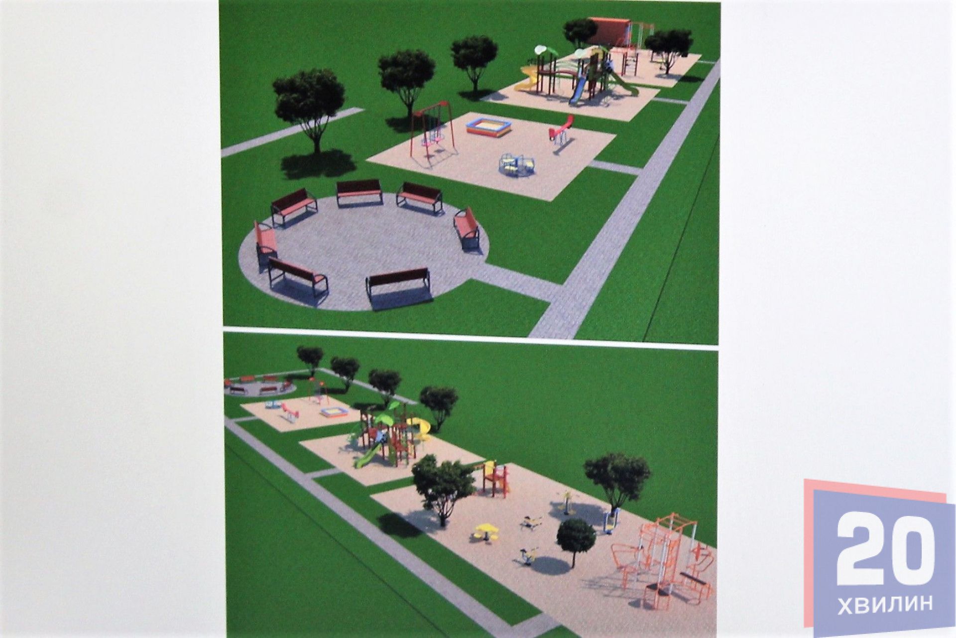 Дитячій майданчик та подвір'я, що обіцяє забудовник біля будинків №51 та №55 по Космонавтів.